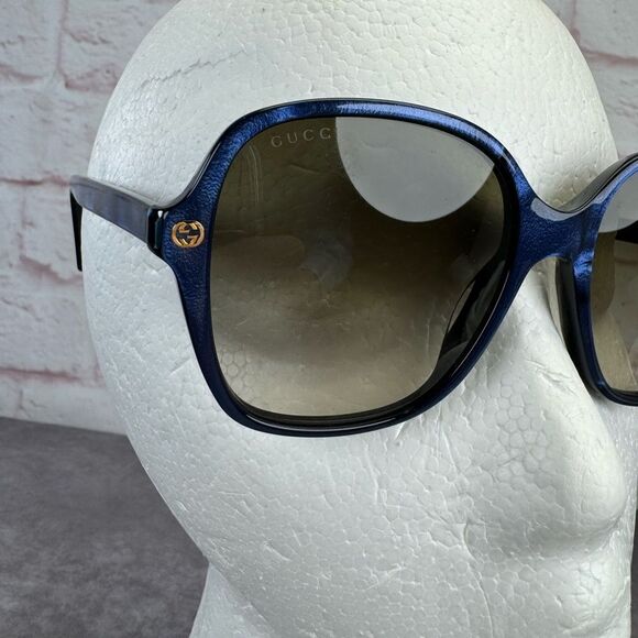 Gucci Sunglasses Blue Crystal/Non-Polarized Brown Gradient Lens GG0092S - Picture 5 of 15